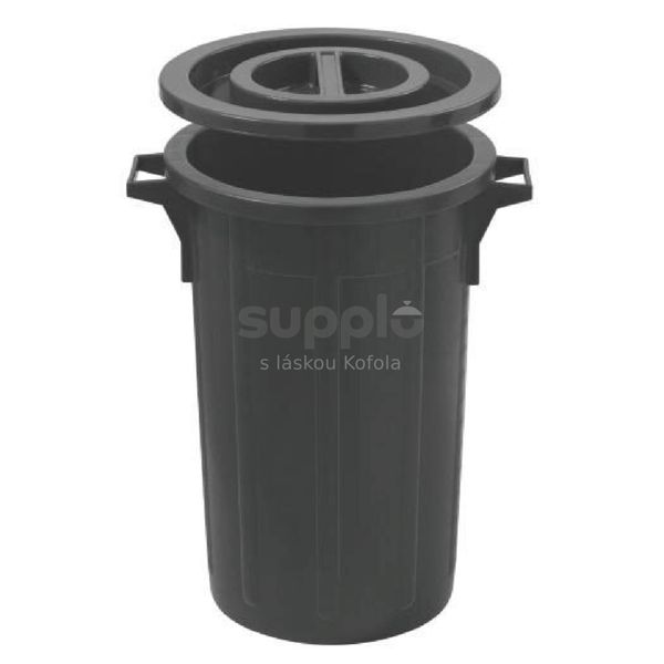 Koš na odpad s víkem 60 litrů - černá thumbnail